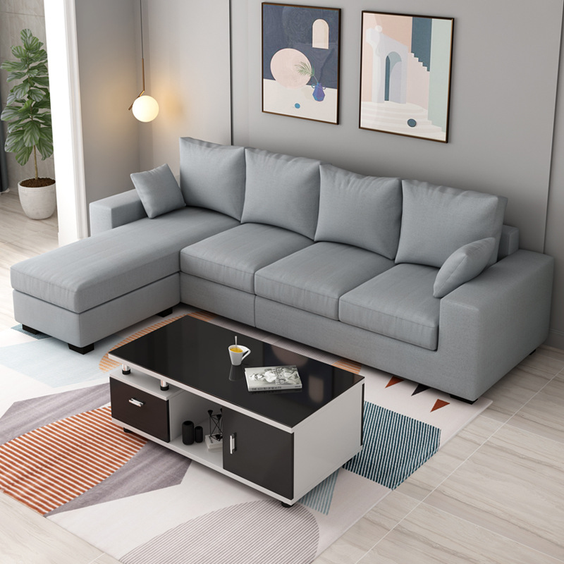布艺沙发小户型棉麻简约现代双人三人客厅沙发科技布乳胶转角沙发