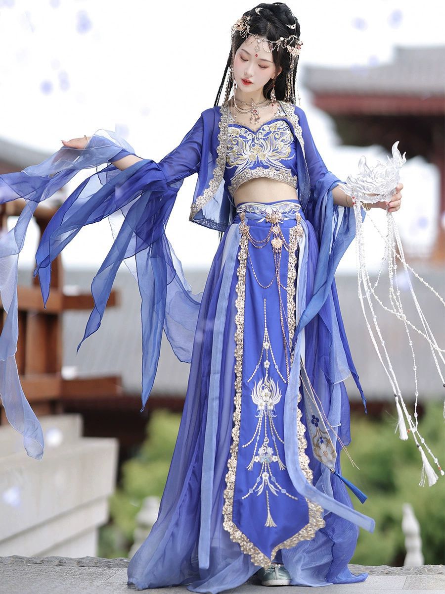 原创敦煌舞蹈服异域风超仙汉服天竺公主古风西域神女国风古装全套