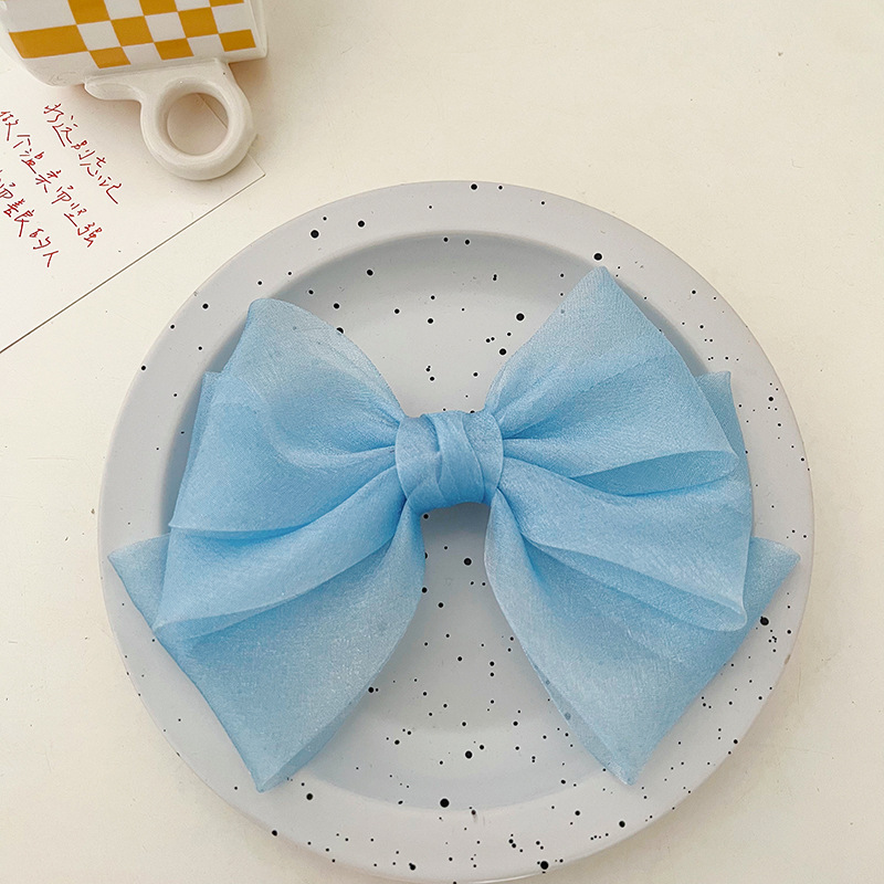 Summer New Korean Mesh Three-Layer Bow Clip Sweet Girl Back Head Top Clip Headdress Barrettes