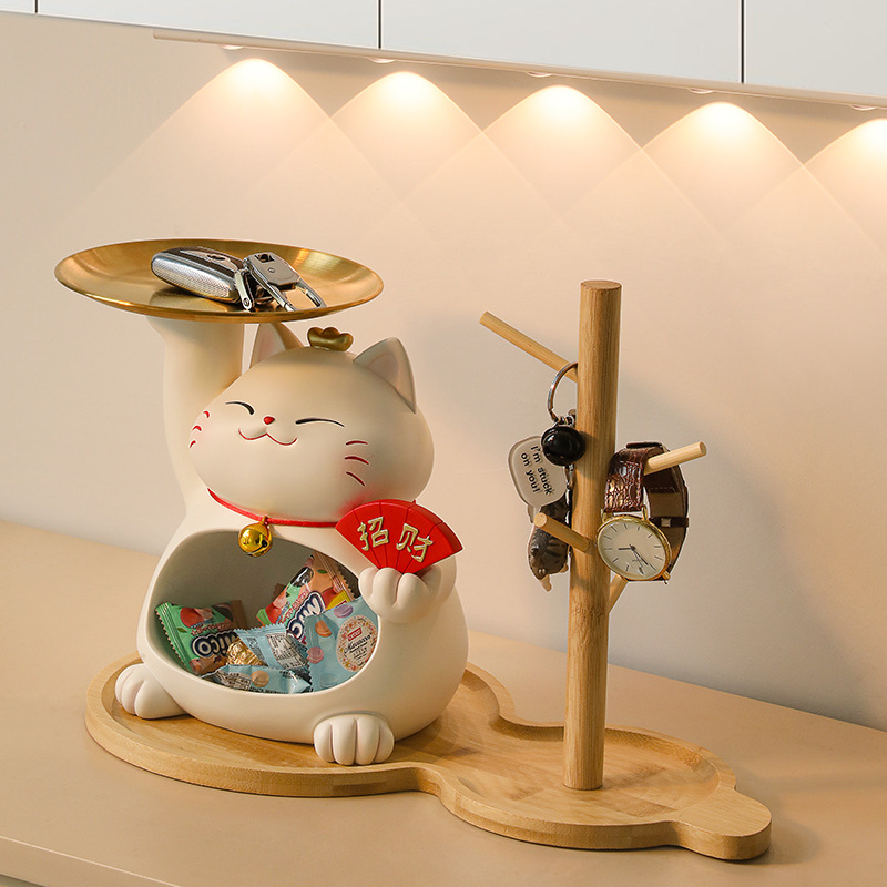 0成交386件暴富招财猫工艺摆件玄关放钥匙收纳托盘摆设葫芦树杈客厅