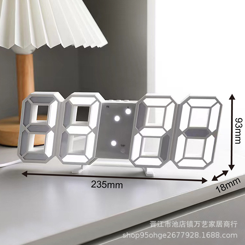 Ins Korean Style 3d Luminous Led Digital Clock Furniture Simple Modern Versatile Wall Clock Electronic Clock Creative Desk Alarm Clock