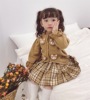 2023 New spring girls Jk sweater Two piece set three-dimensional Little Bear Korean Edition Children College wind JK Dress Suits