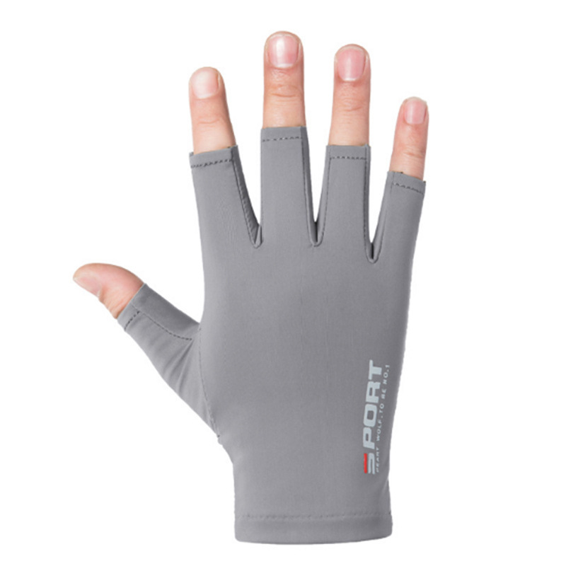 Spring and Summer Ice Silk Half-Finger Gloves for Riding Sun Protection Anti-Slip Fitness High Elastic Comfortable Quick-Drying Driving Gym Gloves