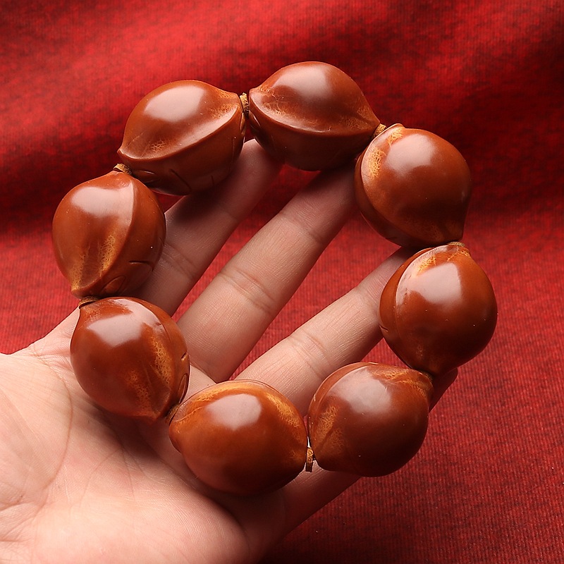 文玩大籽老料富甲天下单圈手串进口印尼核素核文玩手把盘完成品男