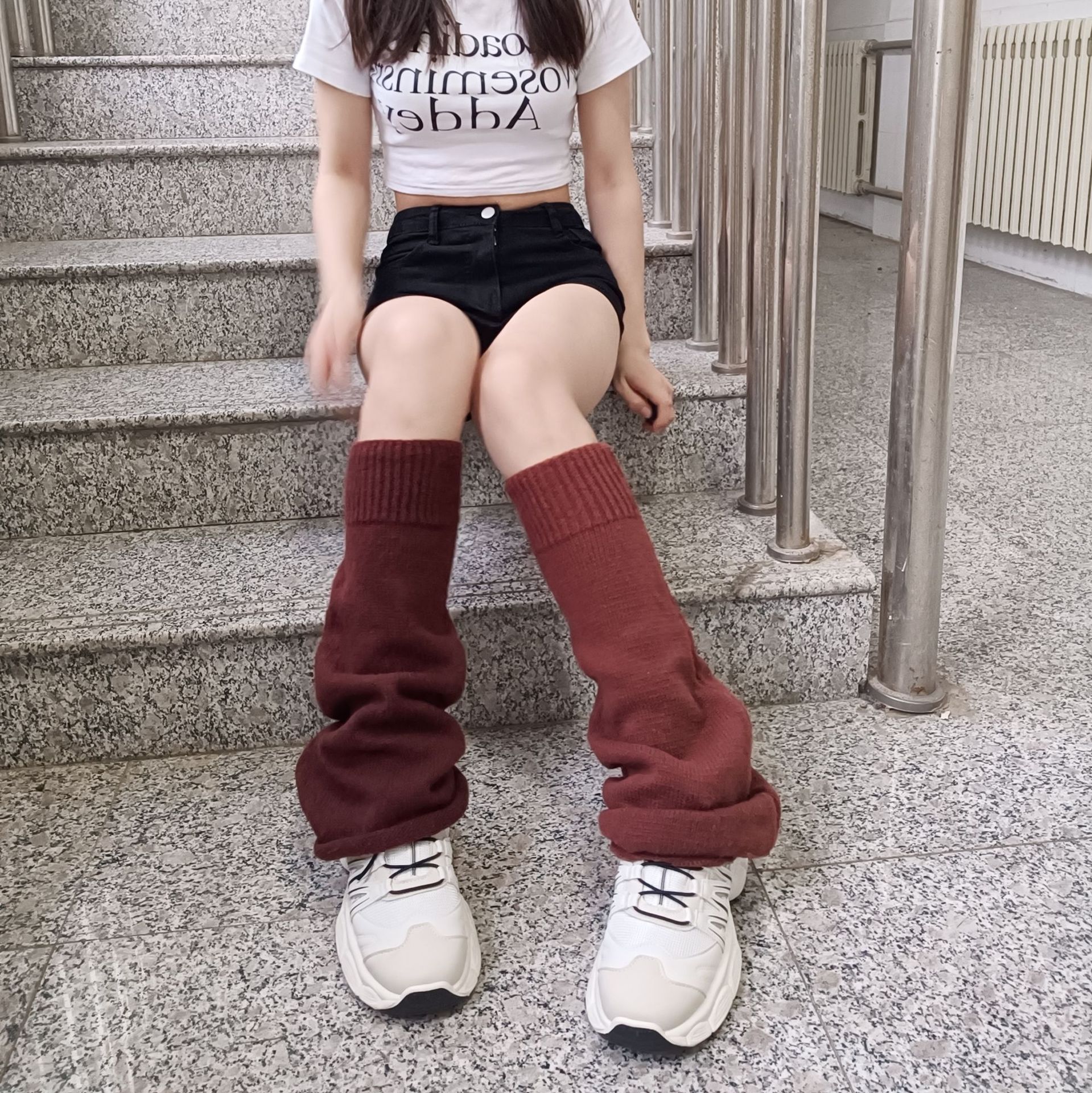 Knitted Leg Warmers Jk Socks Bunching Socks Calf Y2g Hot Girl Student Japanese Asian Culture Warm Wide Leg Horn Leg Warmer