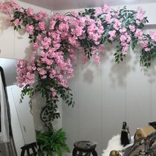 樱花树树婚庆装饰墙面吊顶客厅室内桃花枝网红店塑料假花藤条