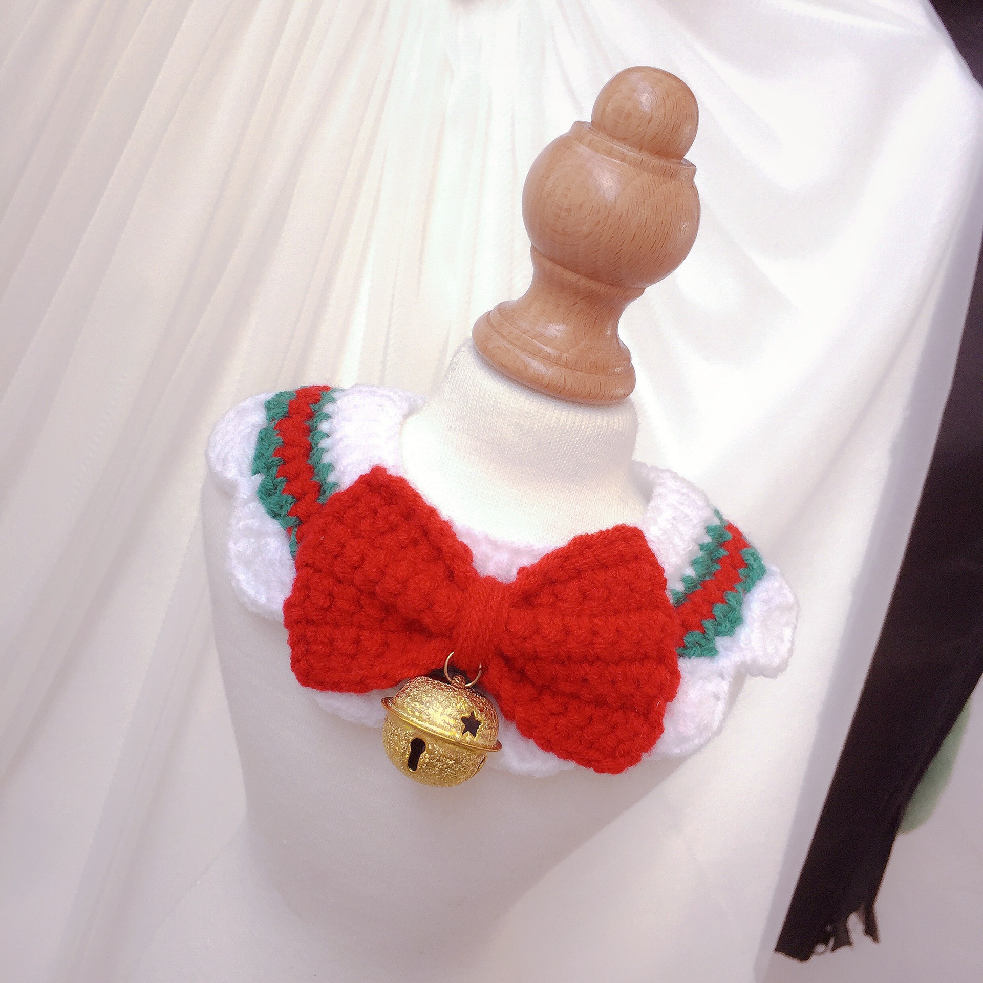 猫咪项圈手工编织毛线宠物围脖圣诞节领圈围嘴小狗圣诞节装饰品