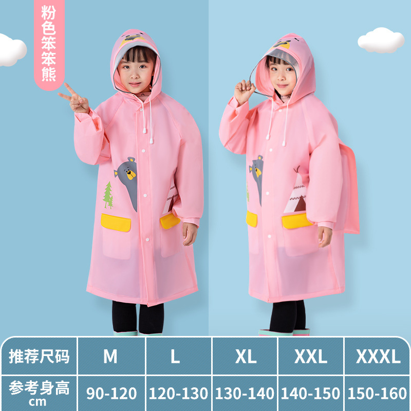 Children's Raincoat Eva with Schoolbag for Primary School Students Big Brim Boys and Girls plus-Sized Thickened Poncho Coat Rain Gear