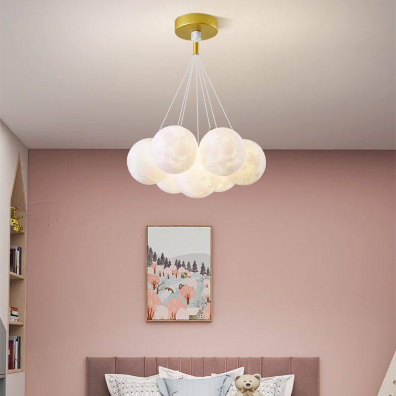 星球吊灯法式创意魔豆现代简约艺术设计感北欧泡泡球房间卧室主灯