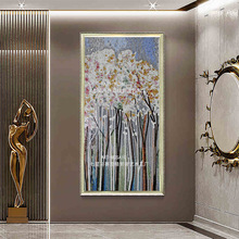 美式玻璃马赛克剪画背景墙 轻奢现代 玄关客厅餐厅拼花瓷砖拼图