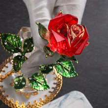 水晶玫瑰花送女朋友老婆生日礼物浪漫创意装饰工艺品仿真玫瑰摆件