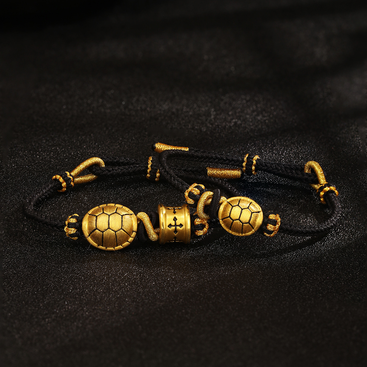 黄金富甲一方龟壳手串男女款纯金招财转运珠足金999富甲天下手链