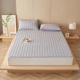 亚马逊酒店床上用品护床垫纯色磨毛布保护垫酒店褥子床护垫子跨境