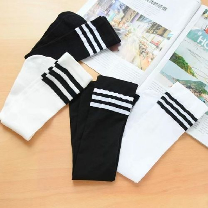 Boys and Girls Students Spring and Summer Soccer Socks Thin Stockings over the Knee Non-Slip Socks High Tube Foot Sock Stockings White