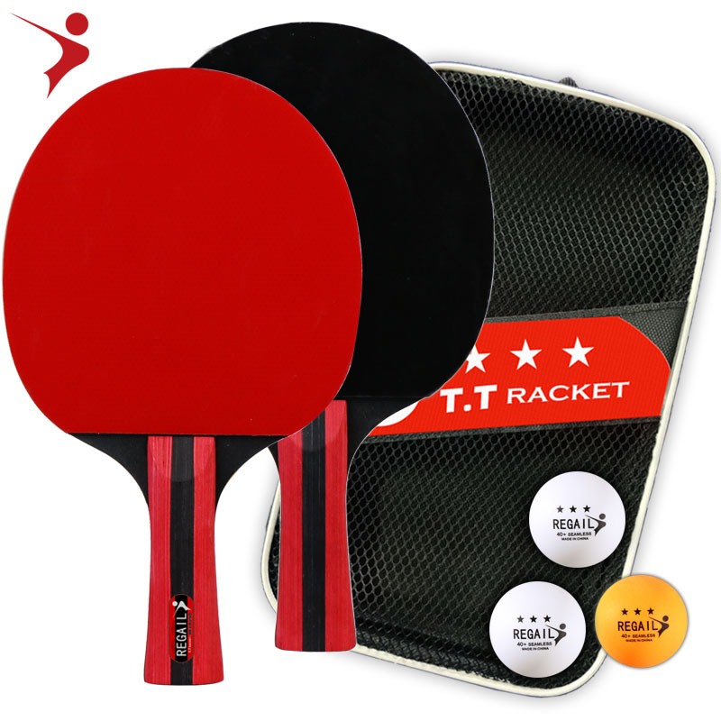 Factory Hot Sale Black Samsung Table Tennis Rackets Set 2 Shots 3 Balls Shakehand Grip Pen-Hold Grip Table Tennis Rackets Multi-Color Optional