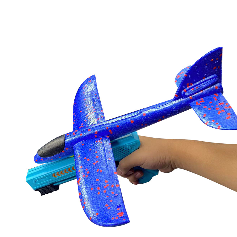 hot selling 37cm foam swing hand throwing catapult aircraft gun children‘s toy mixed color in stock