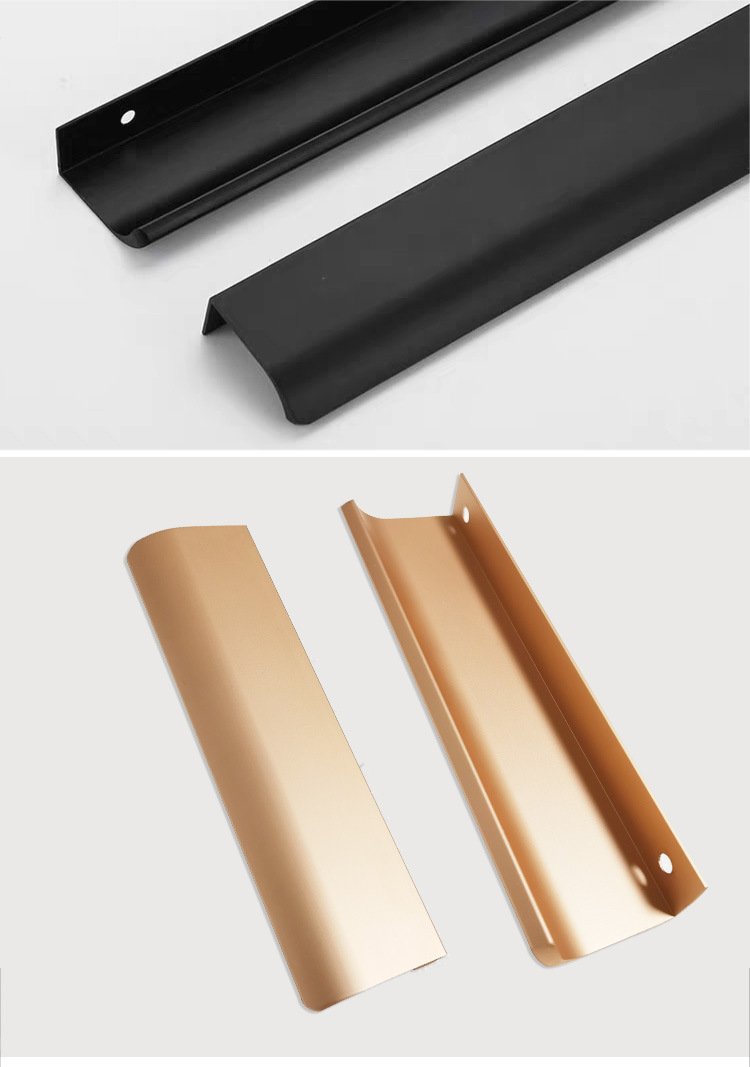 圆弧铝材封边现代简约橱柜抽屉隐形拉手衣柜铝材免打孔铝合金拉手