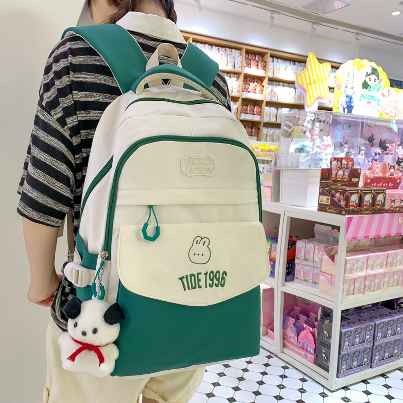 Schoolbag Middle School Student High School Student New Good-looking Contrast Color Backpack Female College Student Trip Backpack Ins Korean Style