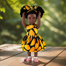 46厘米非洲女孩仿真娃娃玩具全胶宝宝洋娃娃黑人娃娃可站立
