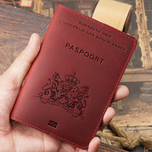 外贸荷兰护照夹证件夹头层牛皮复古登机卡皮夹卡包真皮护照本现货