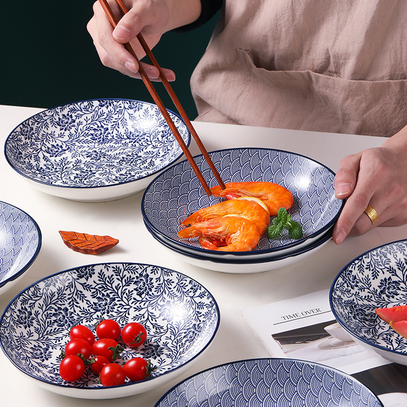 日系8英寸陶瓷盘家用饭盘北欧风创意简约早餐盘牛排盘点心釉下彩