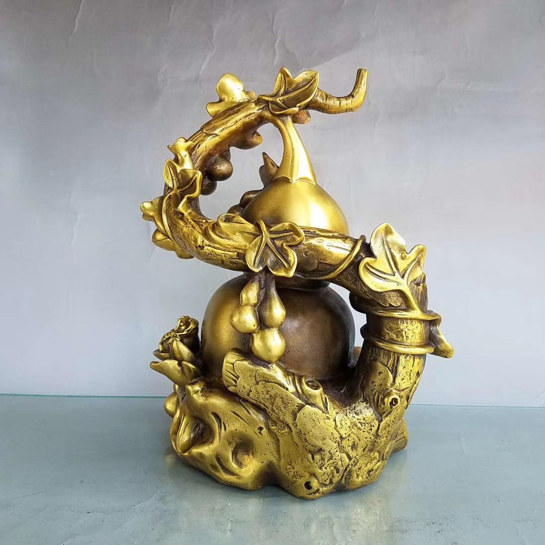 纯铜四季平安葫芦吉祥如意八卦开盖葫芦百福葫芦摆件铜葫芦家居品