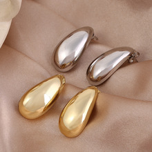 925银针铜镀18K瓜子耳钉小众设计感个性光面耳环女高级感时尚耳饰