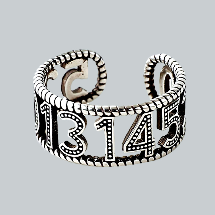 一生一世我爱你复古戒指女简约清新镂空数字1314开口戒指批发饰品