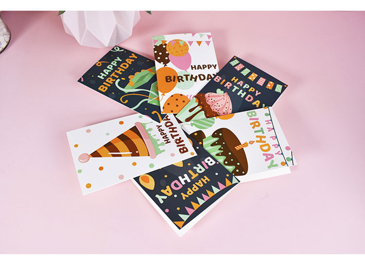 2021新款24张生日贺卡套装跨境热销亚马逊折叠平面卡片手绘生日