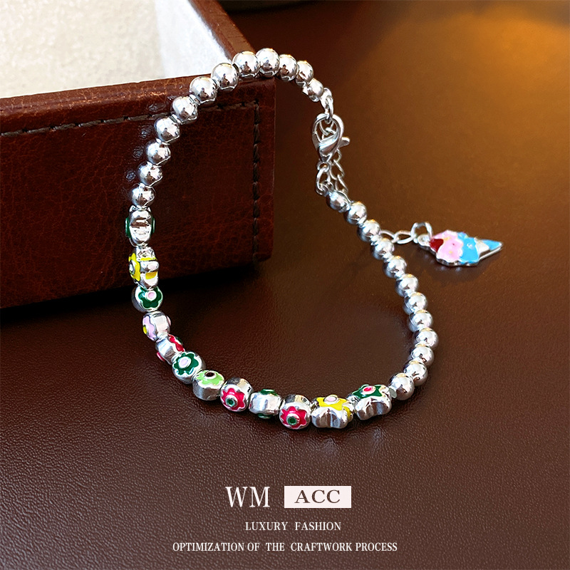 Colorful Oil Necklace Flower Ball Bracelet Personalized Minority Design Bracelet Simple All-Match Jewelry Women's Wholesale