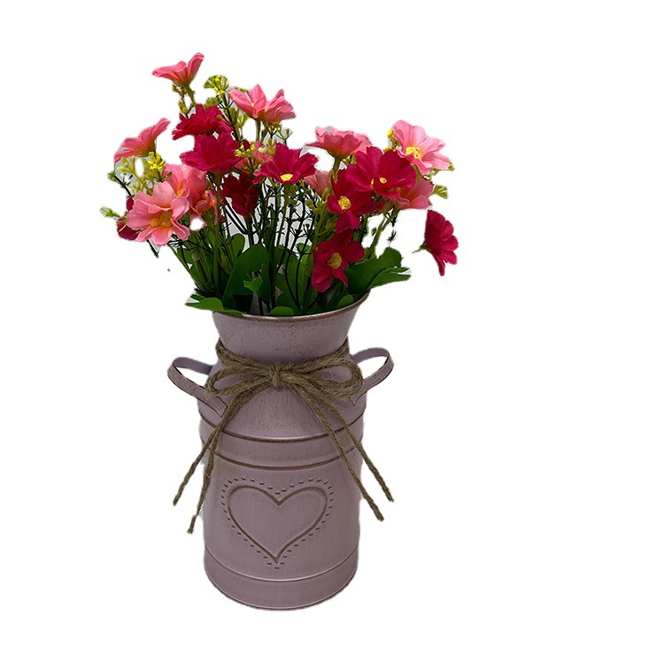 Idyllic and Retro Love Old Printing Bucket American Iron Vase Iron Art Flower Pot Flower Shop Flower Arrangement Ornaments