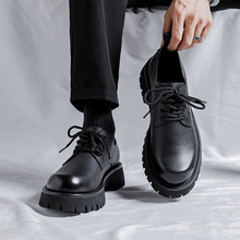 男士皮鞋英伦西装厚底休闲鞋正装商务黑色增高低帮马丁靴25820-F