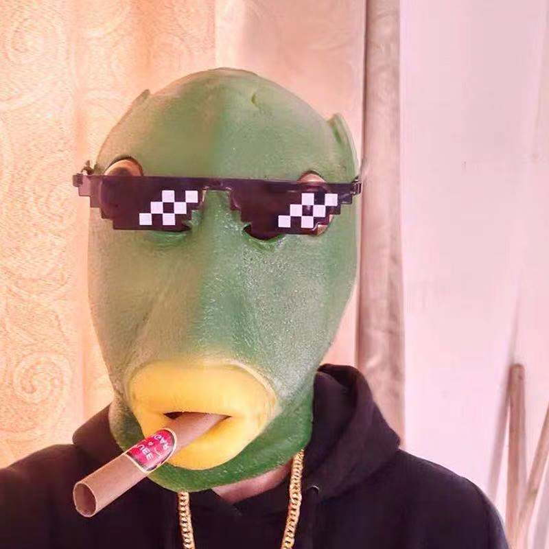 绿头鱼头套面具可爱搞怪搞笑沙雕鱼头怪怪人绿色网红奔波霸儿
