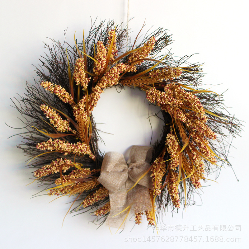 DSEN Manufacturers Supply Thanksgiving Harvest Festival Halloween Autumn Maple Leaf Berry Heliosphere Real Rattan Garland DIY