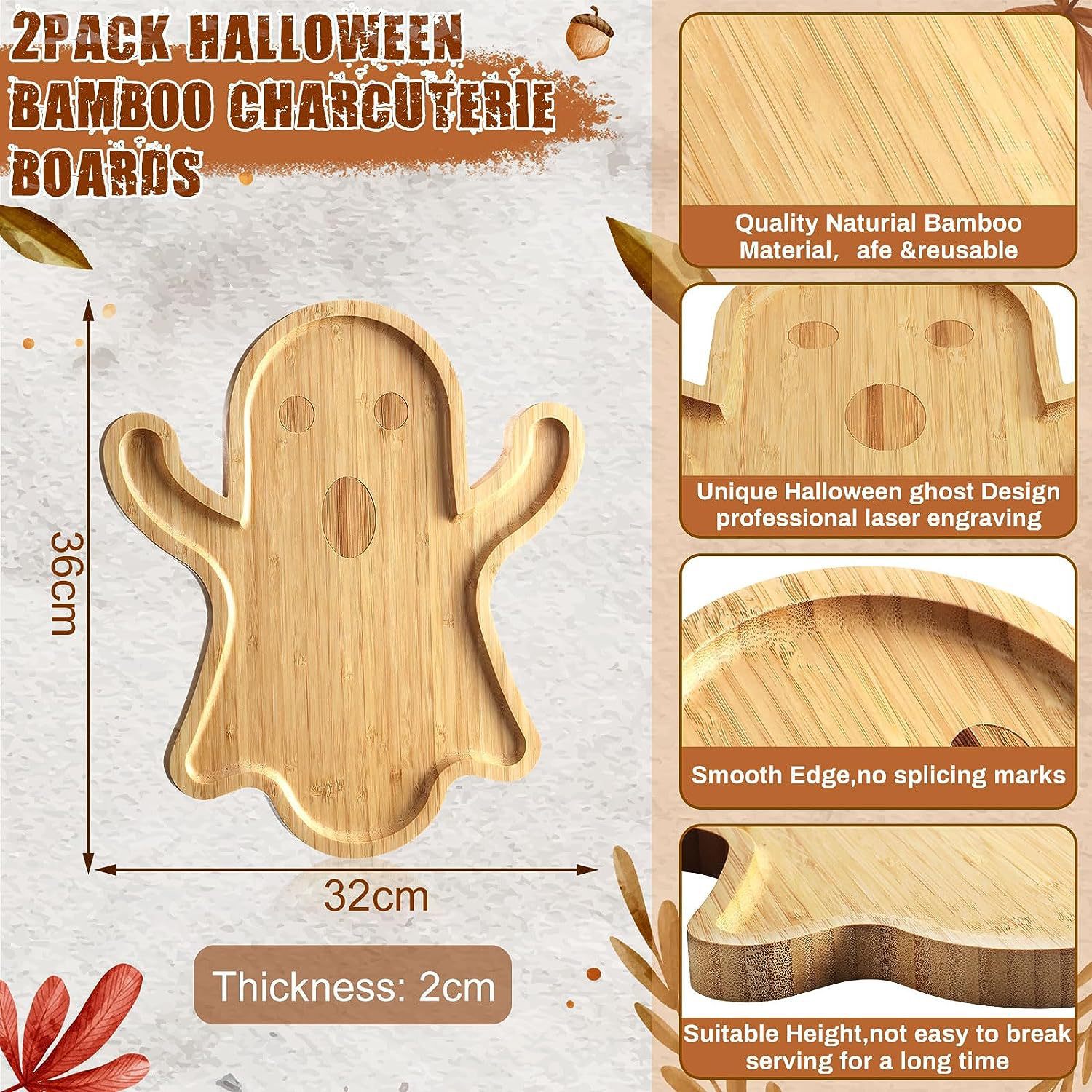 Halloween Solid Wood Creative Funny Tray Decoration Snack Family Decoration Halloween Party Candy Cookie Tray