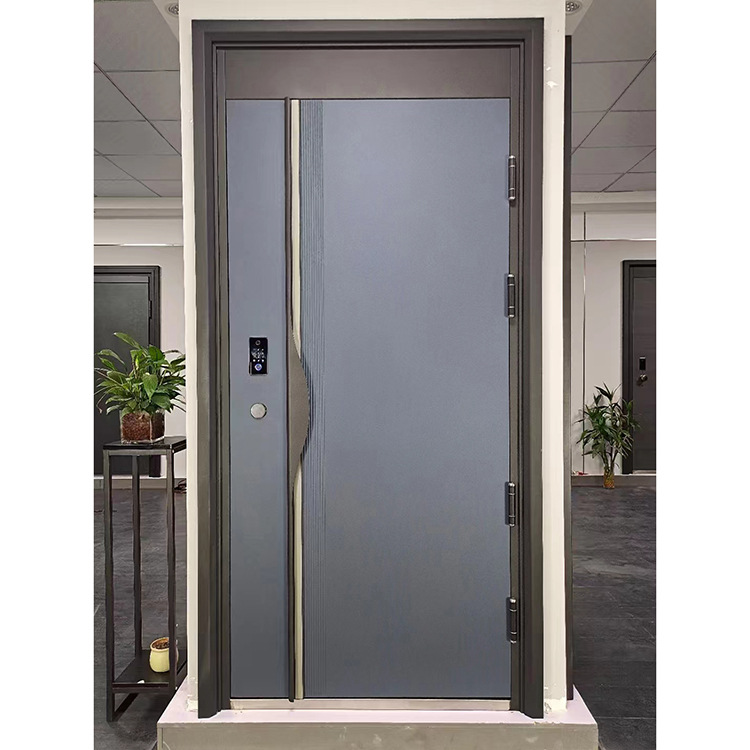 厂家直供防盗门家用甲级安全入户门嵌入式指纹锁双色进户门