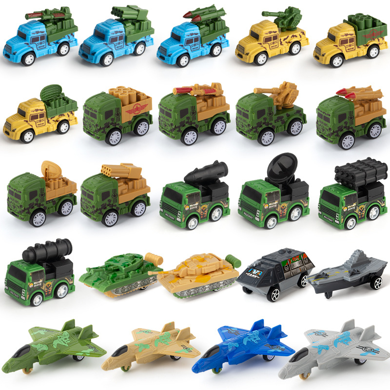 跨境儿童回力惯性小汽车男女孩飞机坦克军事航母模型套装迷你玩具
