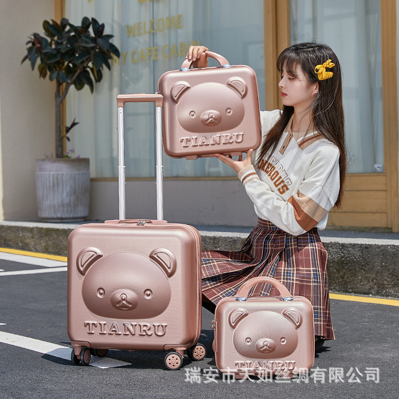 Luggage 20-Inch Bear Boarding Cartoon Suitcase 61 Children's Trolley Case Small Suitcase Set Female Wholesale