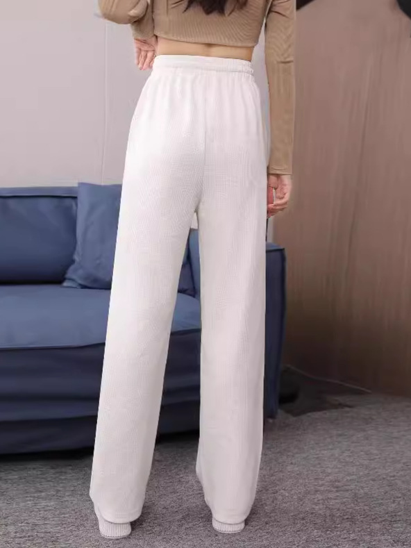 Loose Korean Style High Waist Wide Leg Pants Women's Casual Fashion Straight Pants High-End Cotton Slimming Elastic Band Mop Pants Women Clothes