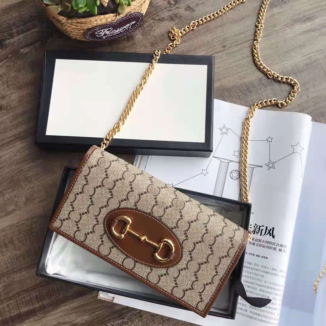 实物带logo 古g马衔扣链条包真皮女包u单肩包c斜挎包驰i包包女
