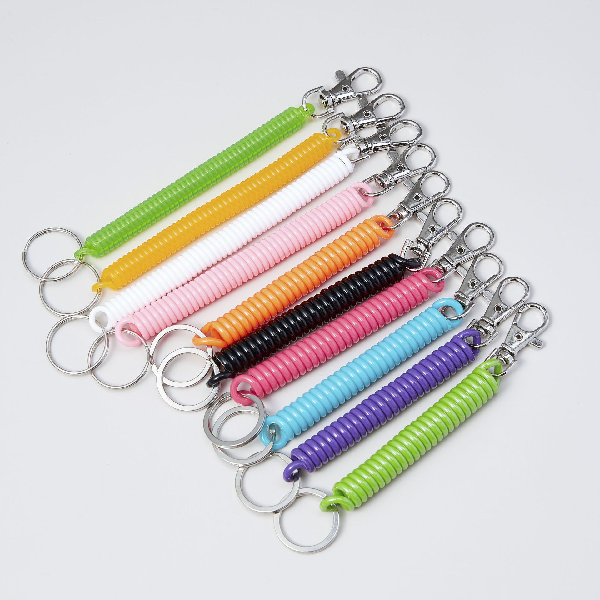 现货批发塑料弹簧绳钥匙链包包手机挂绳钥匙扣彩色弹簧绳颜色齐全