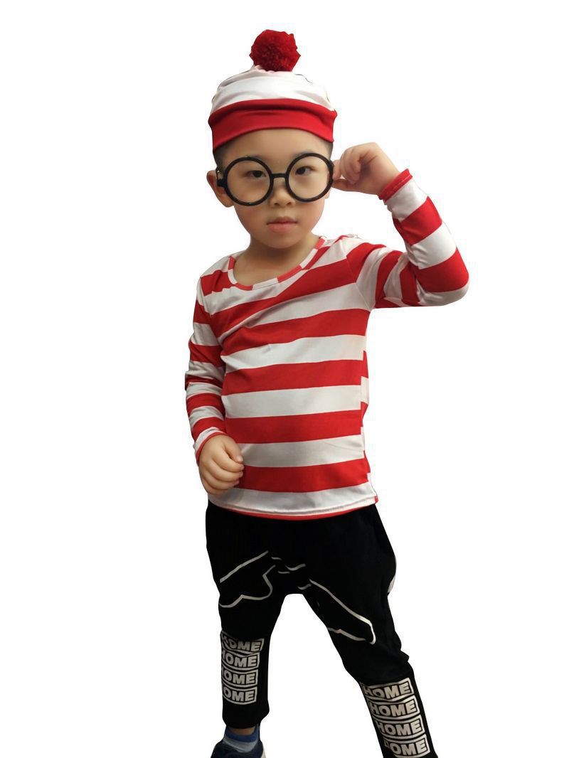 British Anime Smart Wally Where's Wally Parent-Child Cosplay Costume Christmas Cosplay Clothes