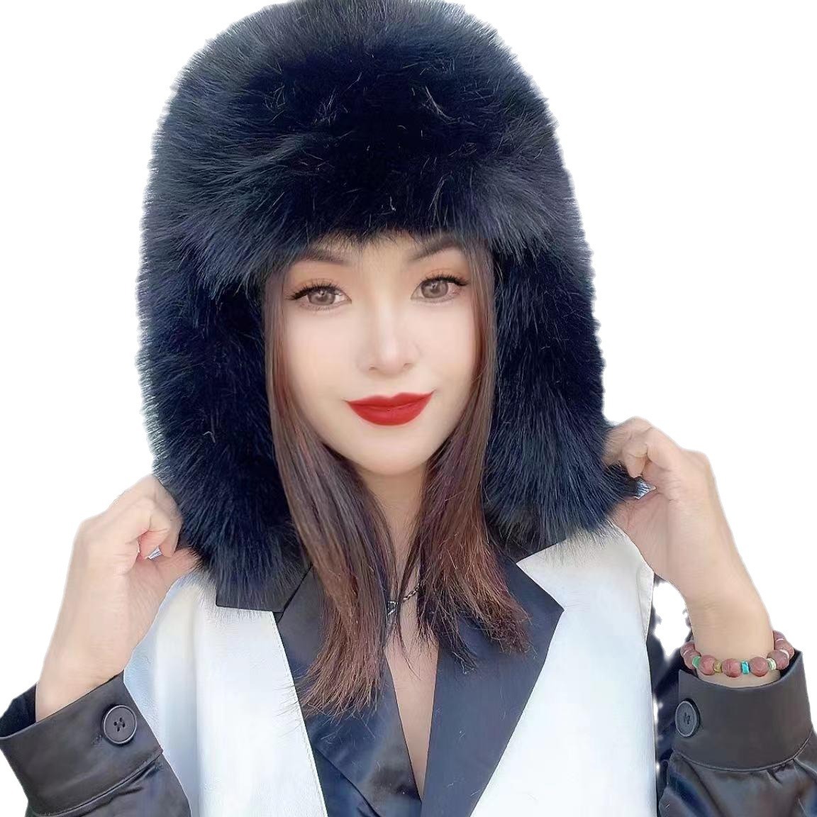 Ushanka Imitation Fox Fur Autumn and Winter Hat Women's Winter Fur Hat New Western Style Ski Cap Warm Korean Style Fashion