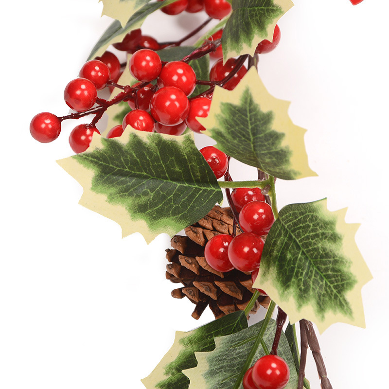 圣诞款松果藤条藤树叶藤仿真藤圣诞叶桉树叶藤派对节日装饰藤条