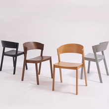 北欧实木餐椅咖啡厅奶茶店靠背椅丹麦设计师椅原木简约创意会客椅
