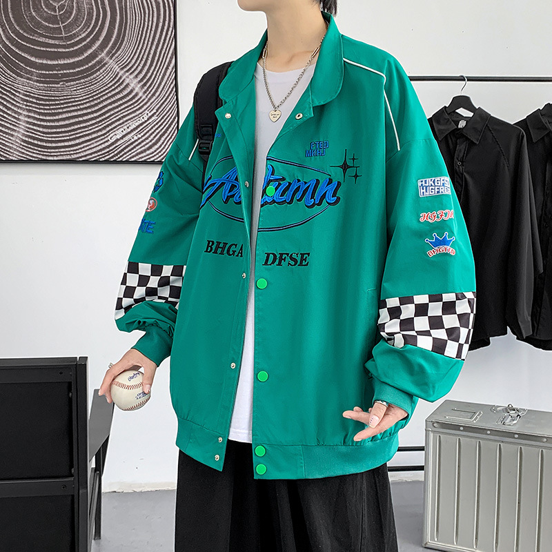 American Retro Racing Couple Baseball Uniform Fashion Men and Women Spring and Autumn Hip-Hop Fashionable Brand Loose Jacket Coat Motorcycle Clothing