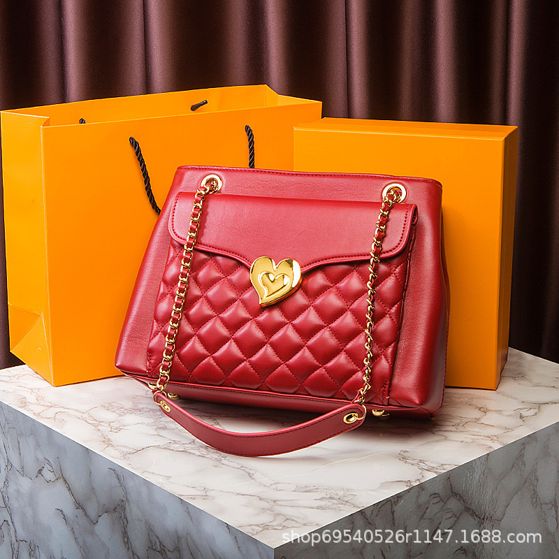 红色结婚包包女包斜挎包2024新款手提包大容量单肩妈妈包酒红色