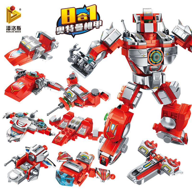 Pan Luo Si Ultraman Toy Officially Authorized Mecha Chariot Small Particle Men Compatible with Lego Children Building Blocks Wholesale