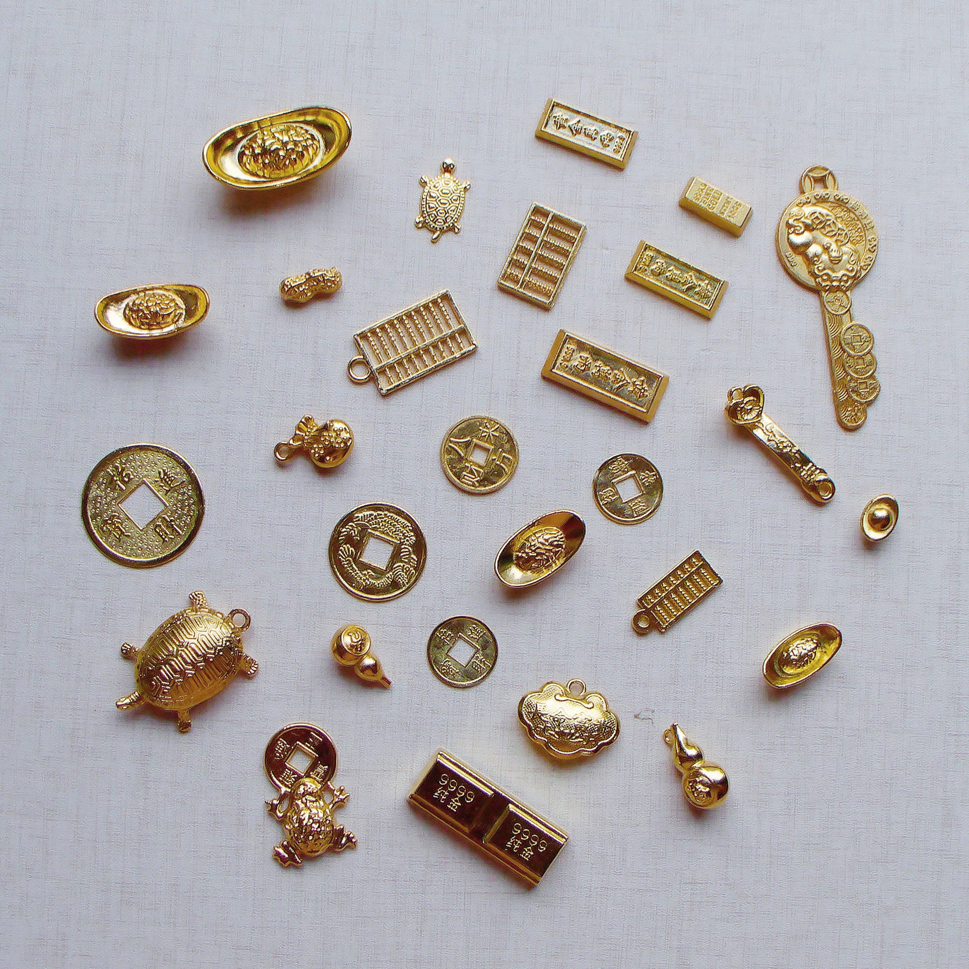 热卖迷你小合金元宝银元宝金币铜钱小算盘寺庙用品工艺品摆件批发