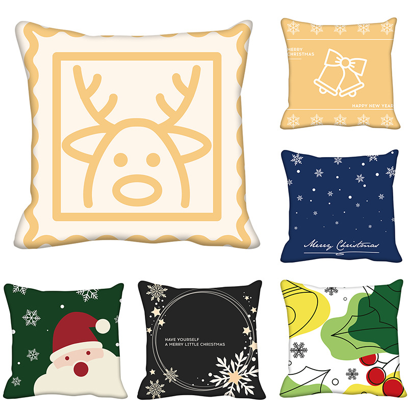 Snowman and Elk Christmas New Year Pillow Cross-Border New Pattern Christmas Removable and Washable Cute Cushion Pillowcase